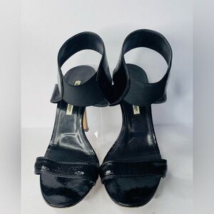 Manolo Blahnik Patent Leather Slingback PEPE Black Sandals